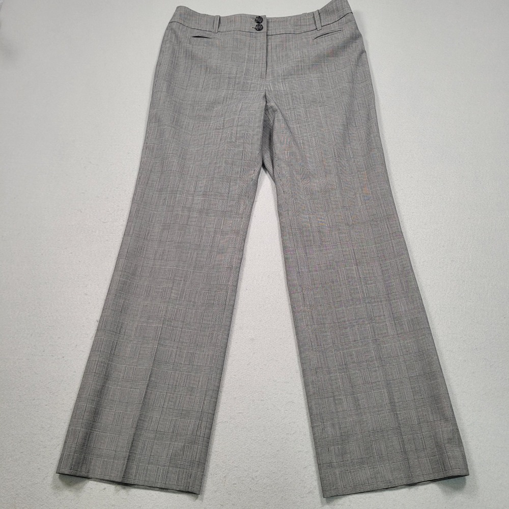 Ann Taylor Loft Womens 6 Gray Plaid Trouser Pants Full Lined Career Straight Leg